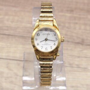 Optics Watch Womens Gold Tone Stainless Steel Classic Quartz White Dial